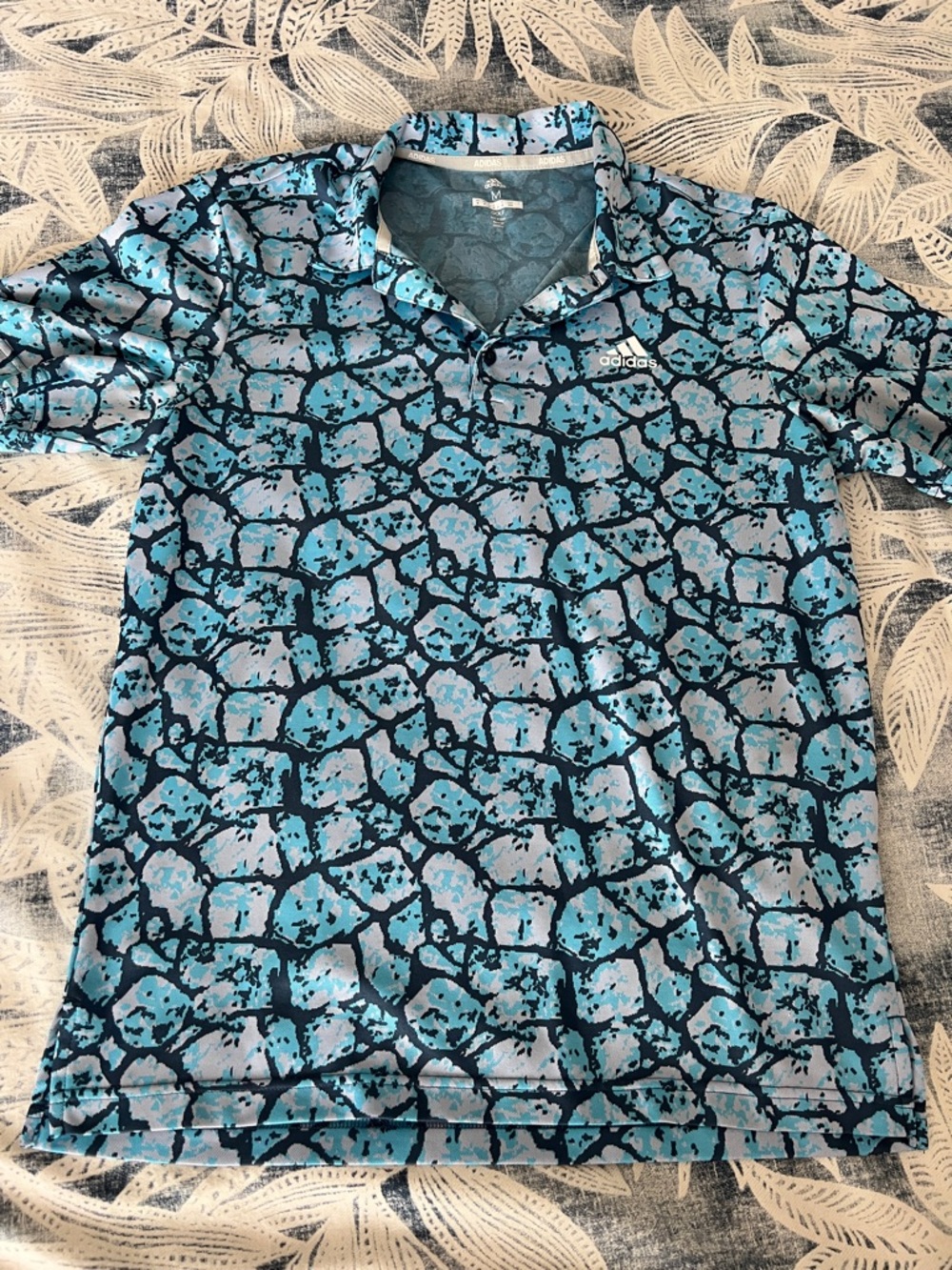 Adidas Men’s Blue Patterned Golf Polo, size Medium
